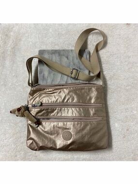 Kipling Alver Crossbody Bag Gold Three Zipper
